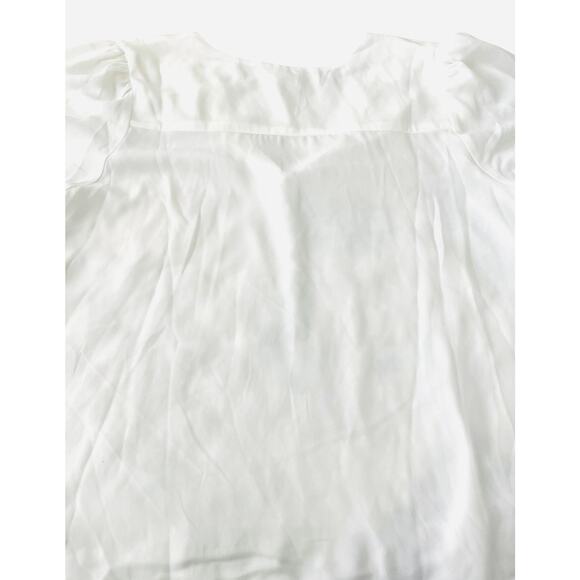 CABI SHORT SLEEVE PULL-OVER V-NECK BLOUSE, WOMENS, L, SOLID WHITE - Picture 5 of 10